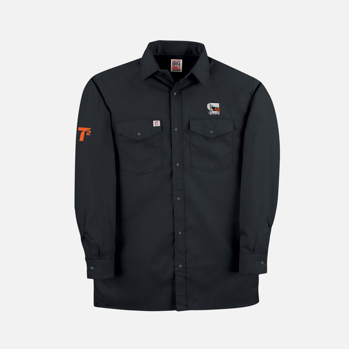 Chemise de travail Big Bill en tissu léger et robuste, portée sur mannequin, avec col et manches longues.