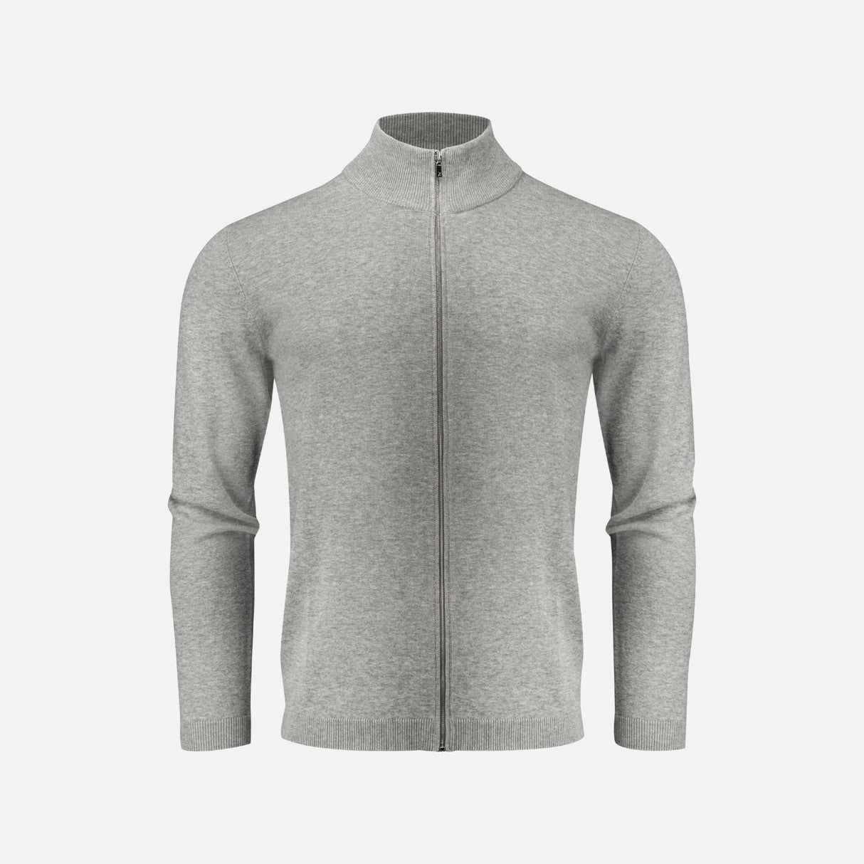 Veste en tricot zippée pour homme James Harvest Ashland, vêtement chaud et confortable, couleur gris clair, portée décontractée.