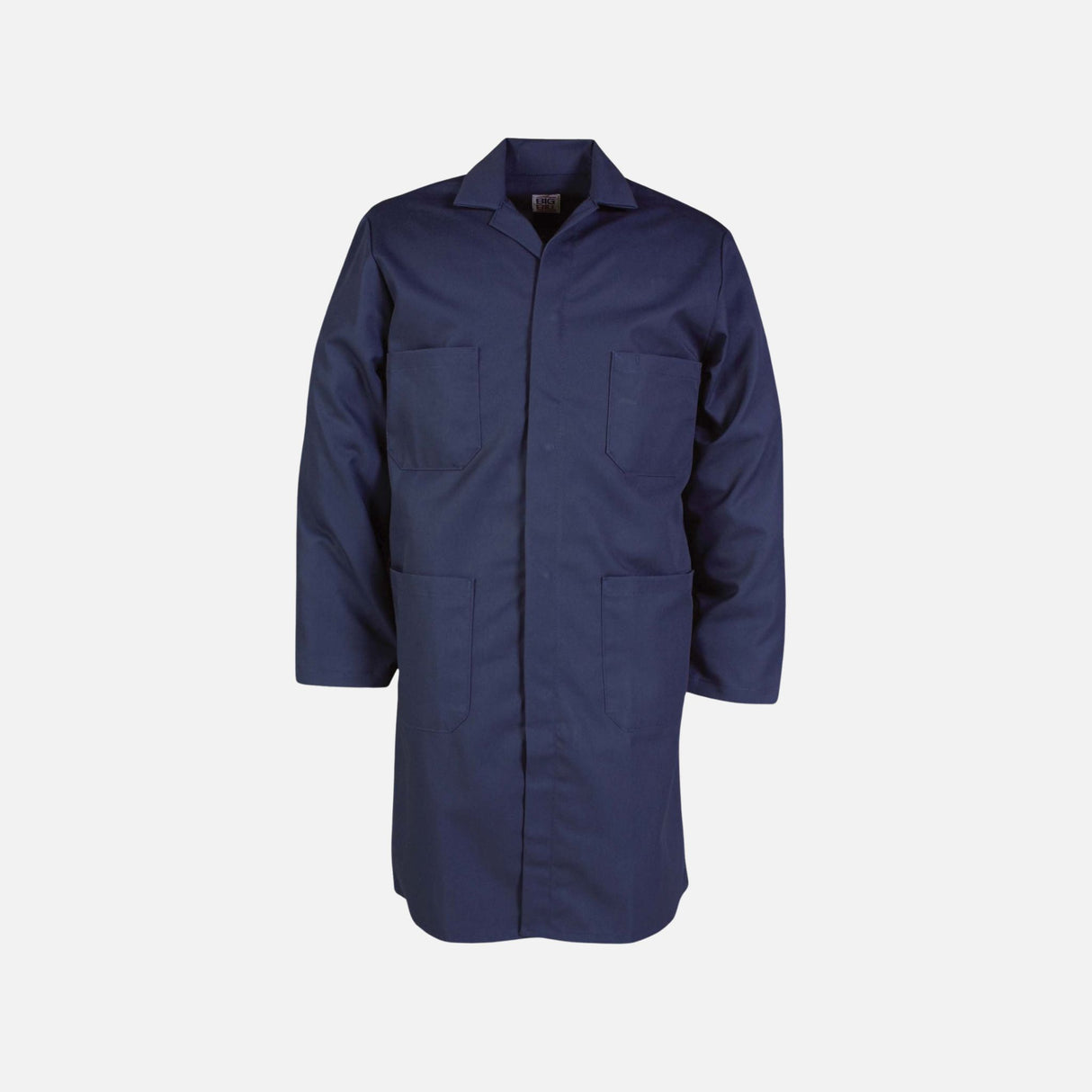 Blouse industrielle Big Bill en coton marine, vêtement de salopette robuste et fonctionnel pour le travail en laboratoire ou industriel.