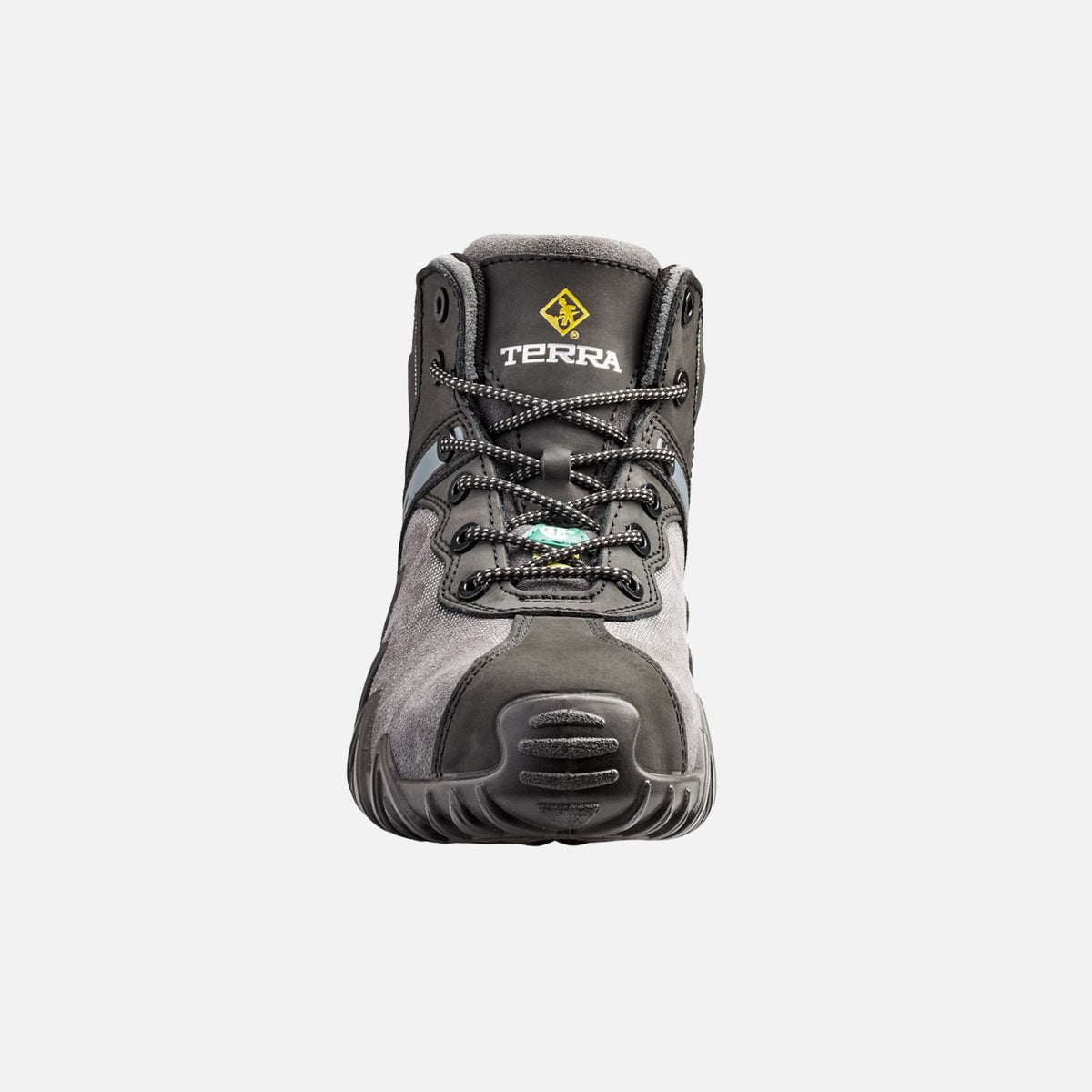 Bottes de travail de sécurité Terra Venom 6 pouces, noires, en cuir robuste, offrant confort et protection pour le travail.