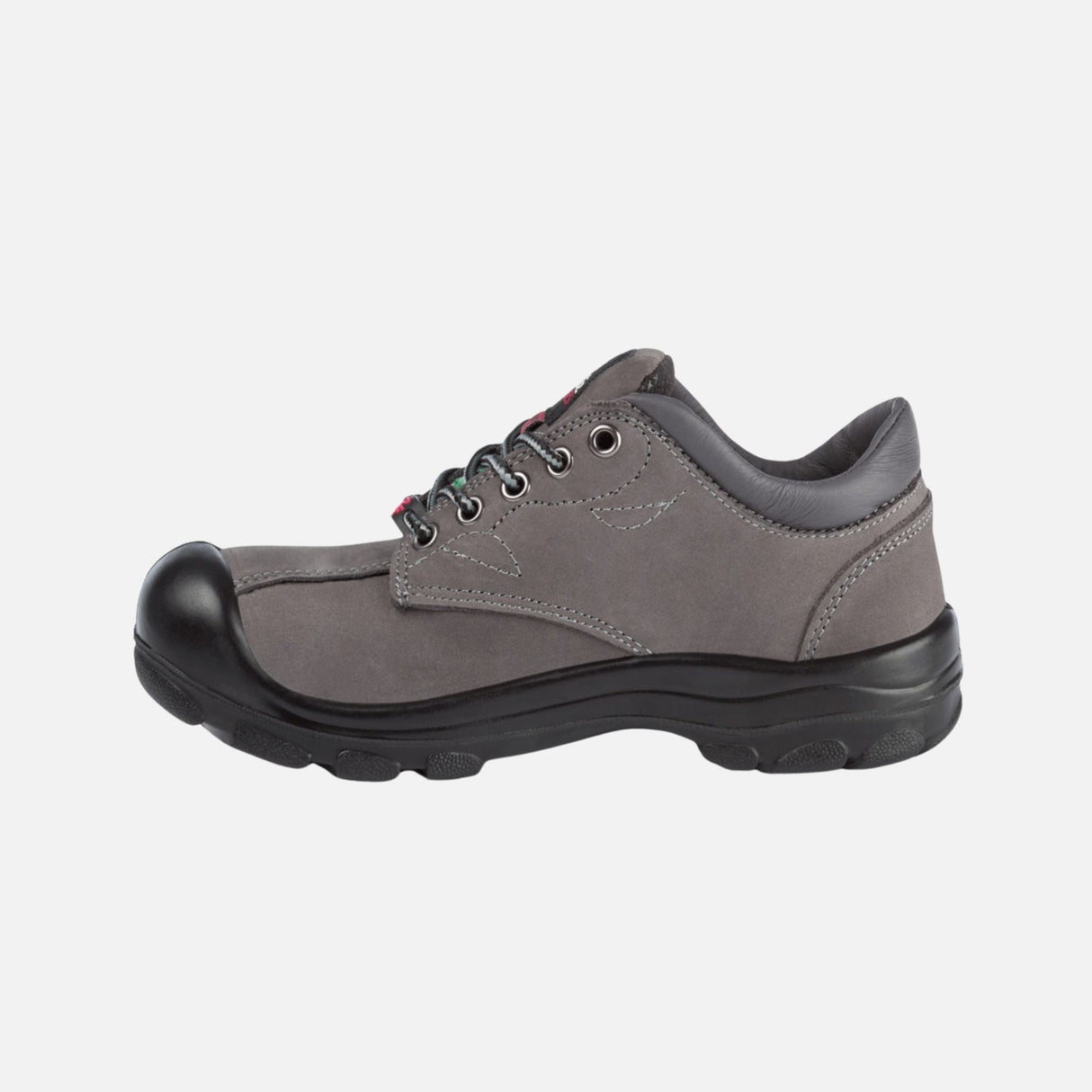 Souliers de sécurité robustes et confortables pour femmes, marque Pilote et Filles, en gris, adaptés au travail.