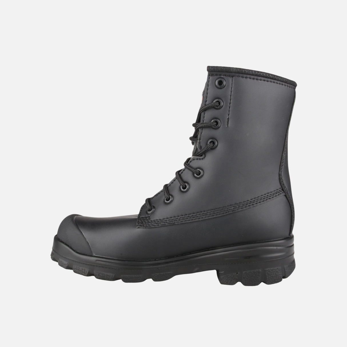 Bottes de travail STC noires avec embout d'acier et semelle résistante pour un confort durable.