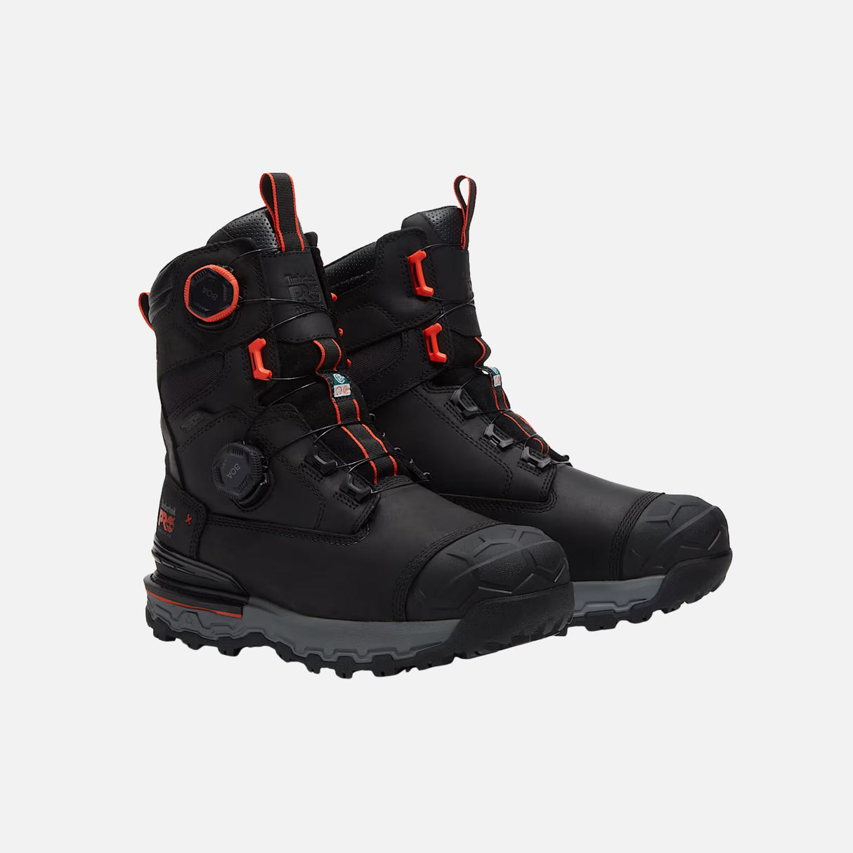 Bottes de travail imperméables Timberland BOA, bottes 8 pouces avec embout composite et confort, couleur noire.
