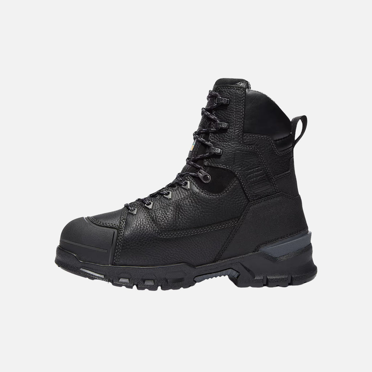 Bottes de travail imperméables Timberland Endurance EV, bottes 8 pouces avec protection métatarsienne et embout composite, noires.