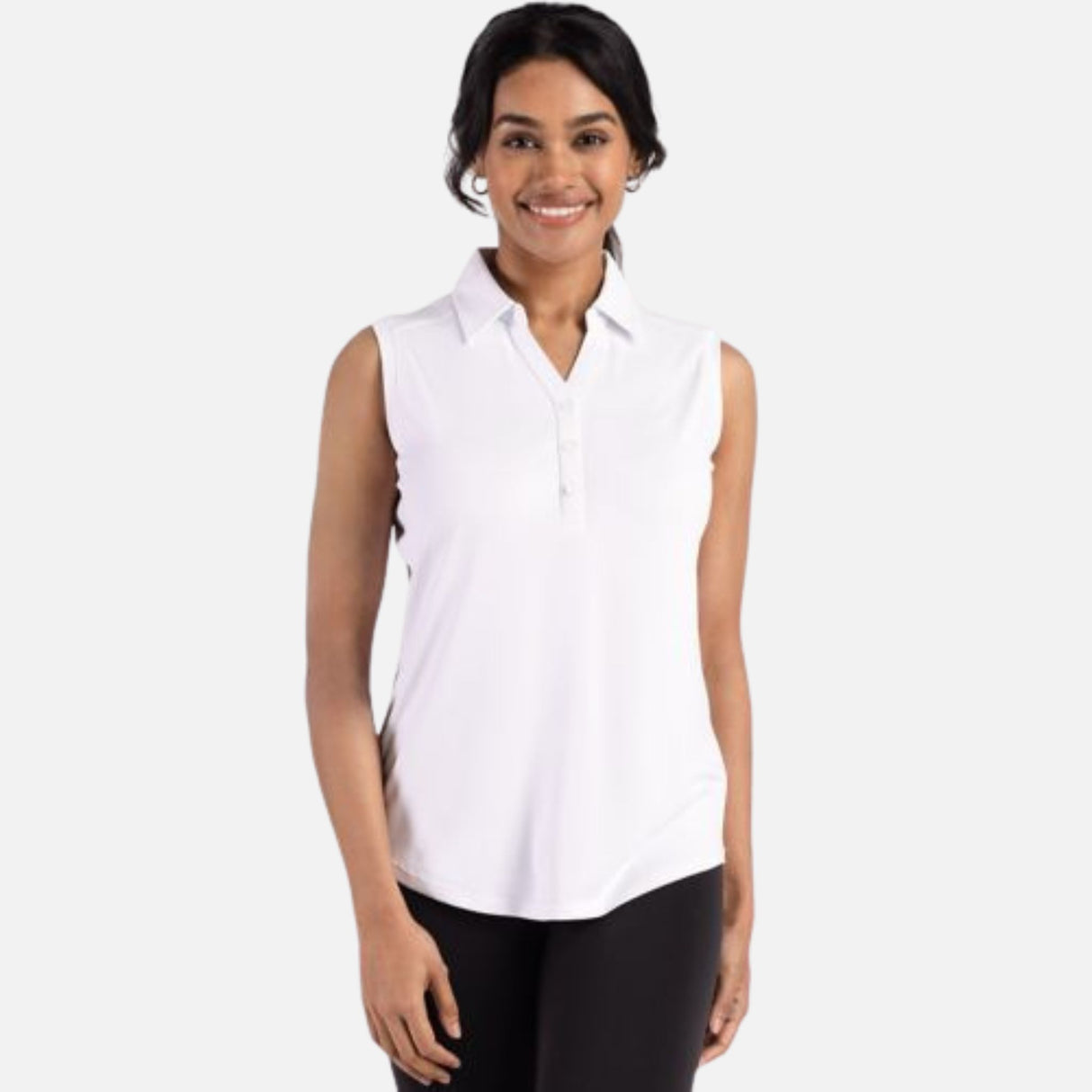 Camisole pour femme Cutter & Buck, modèle LCK00197, en coton blanc, vêtement de type chandail léger et élégant.