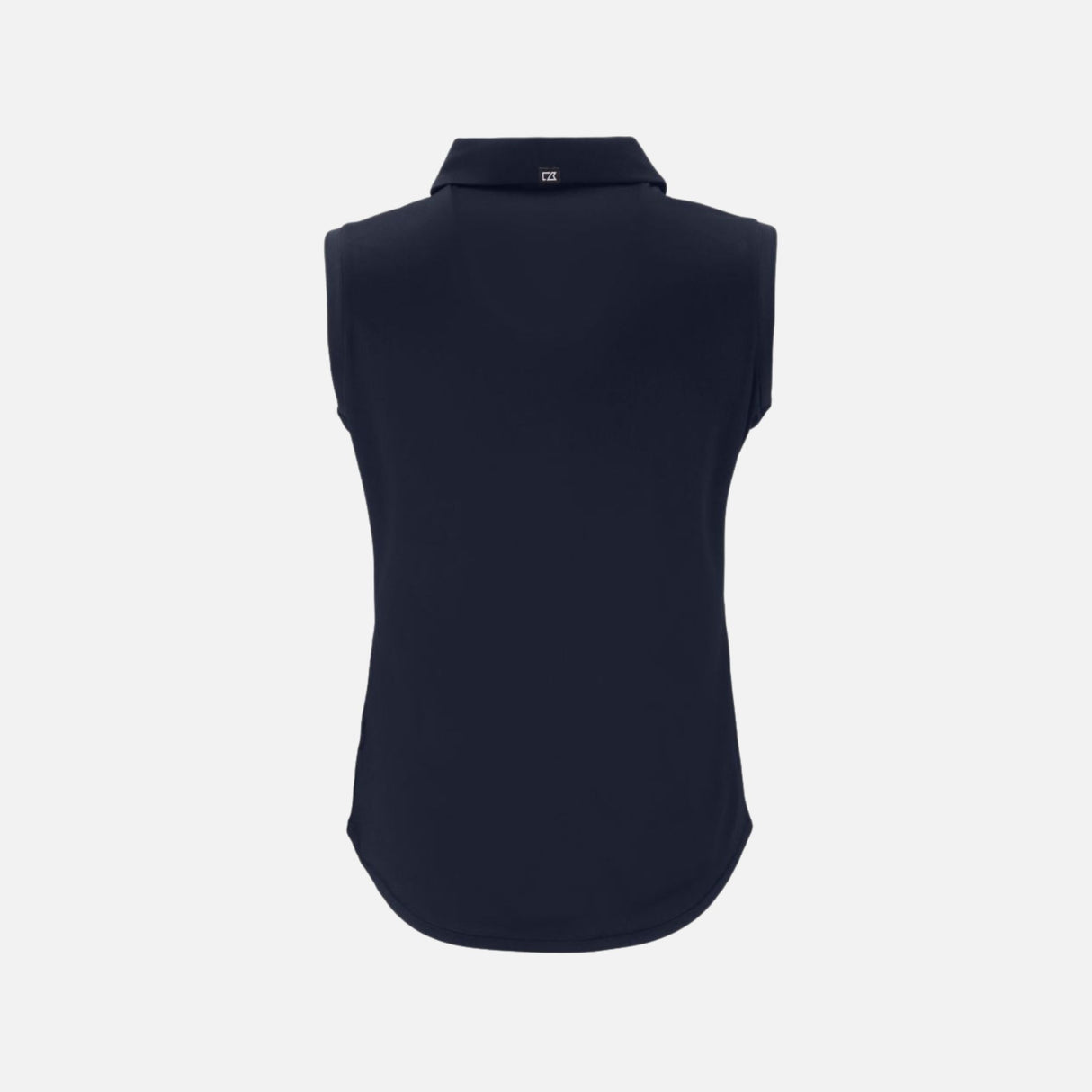 Camisole pour femme Cutter&Buck en coloris marine, vêtement-chandail en coton léger avec col polo, vue de face.