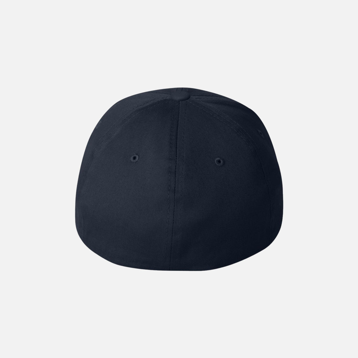 Casquette à filet structurée Flexfit 5001 marine avec six panneaux, vue de face, détails du tissu et de la conception.