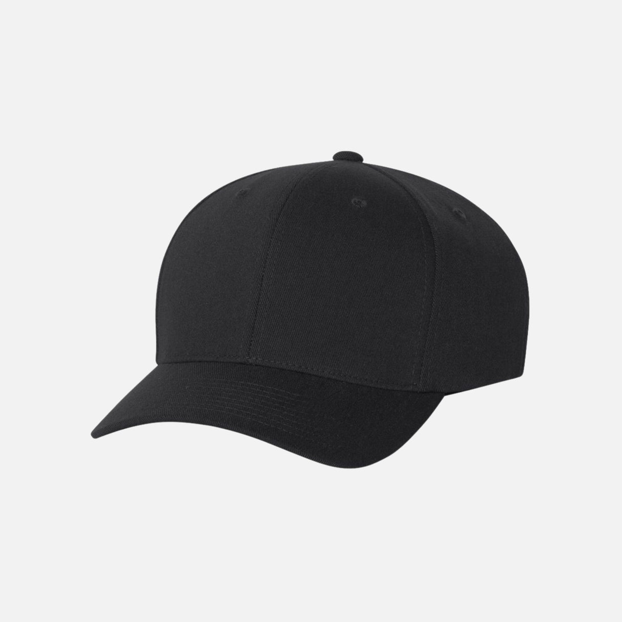 Casquette ajustable Flexfit 110C noire, accessoire pour le sport, confort et gestion de l'humidité, vue de face.