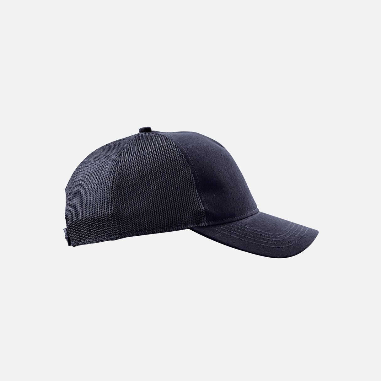 Casquette Stormtech Scirroco à 5 panneaux en toile et filet, couleur marine, vue de face, détail du design léger et respirant.