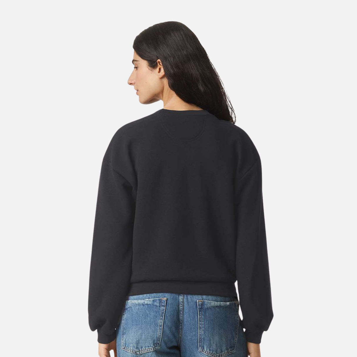 Chandail-col-rond-American-Apparel-RF494-noir-derrière-mannequin