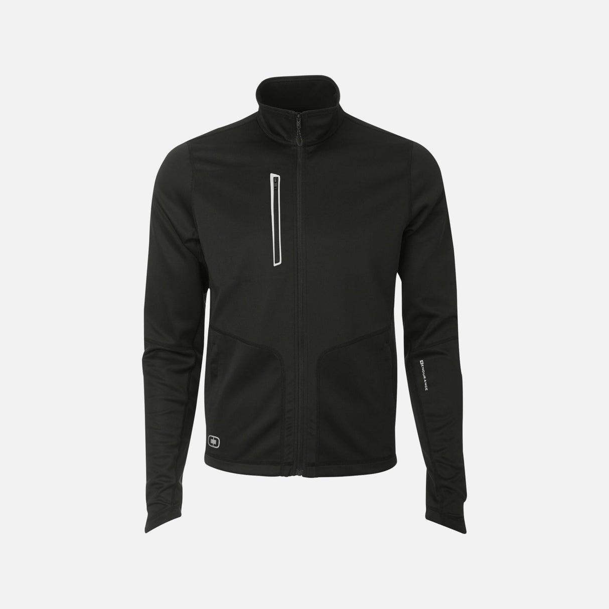 Veste légère noire pour homme de la marque OGIO, avec manches longues et coupe sportive, idéale pour la saison.
