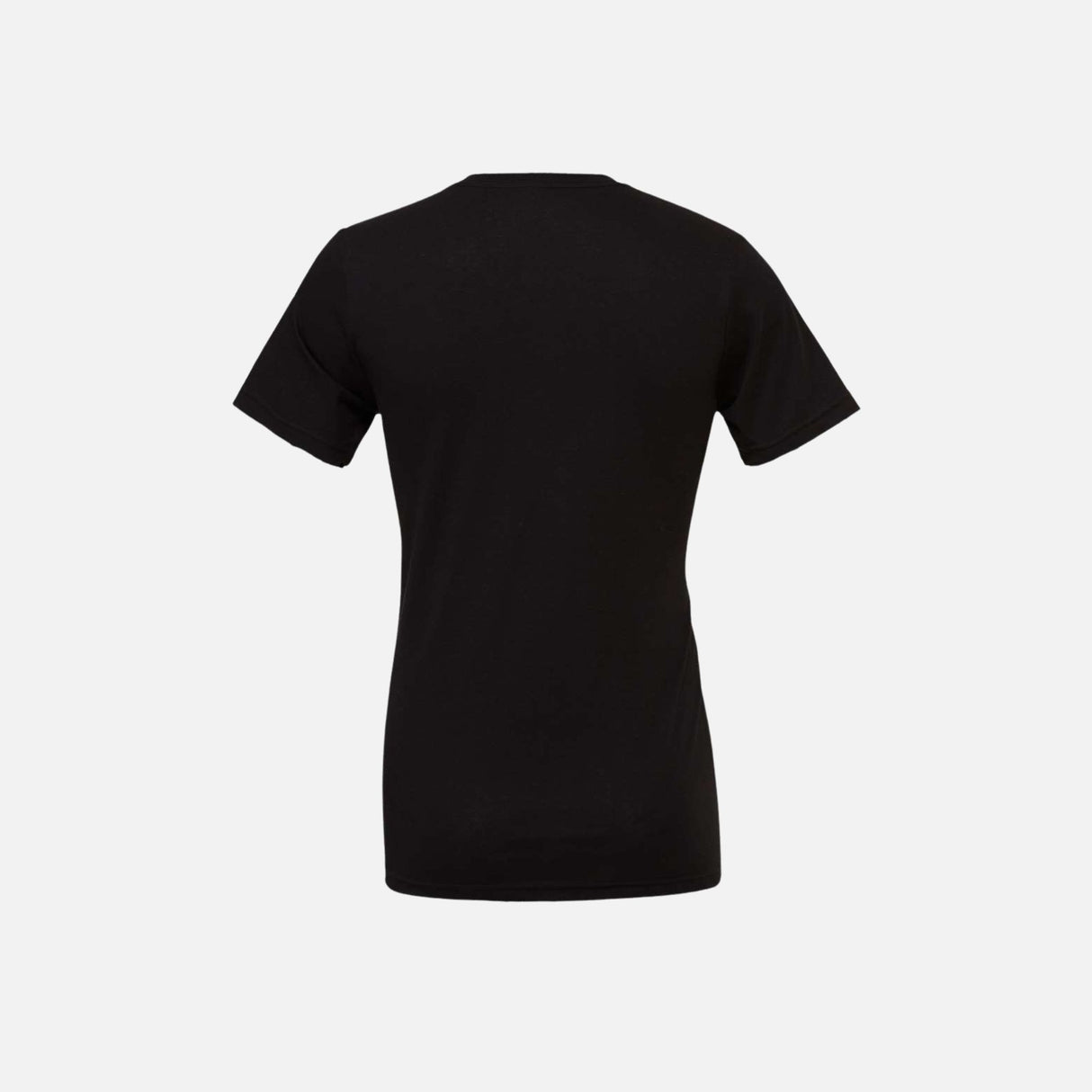 T-shirt à manches courtes unisexe Bella + Canvas 3001 noir, coton doux, porté sur mannequin, vue de face.