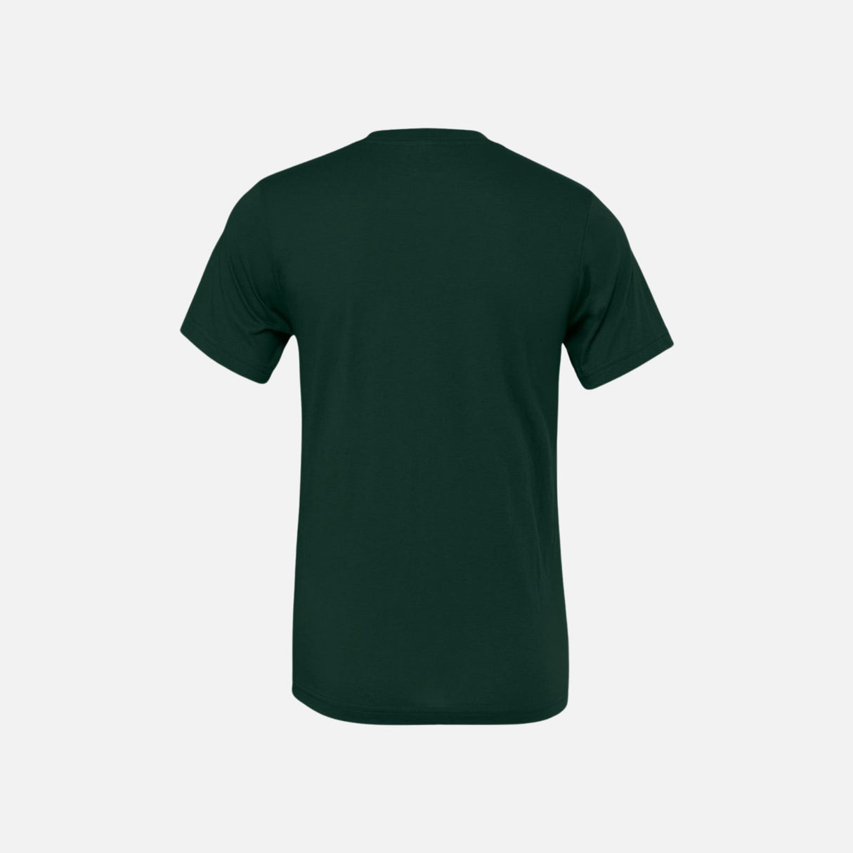 T-shirt à manches courtes unisexe Bella + Canvas 3001 en vert forêt, vue de face, coton confortable et coupe classique.