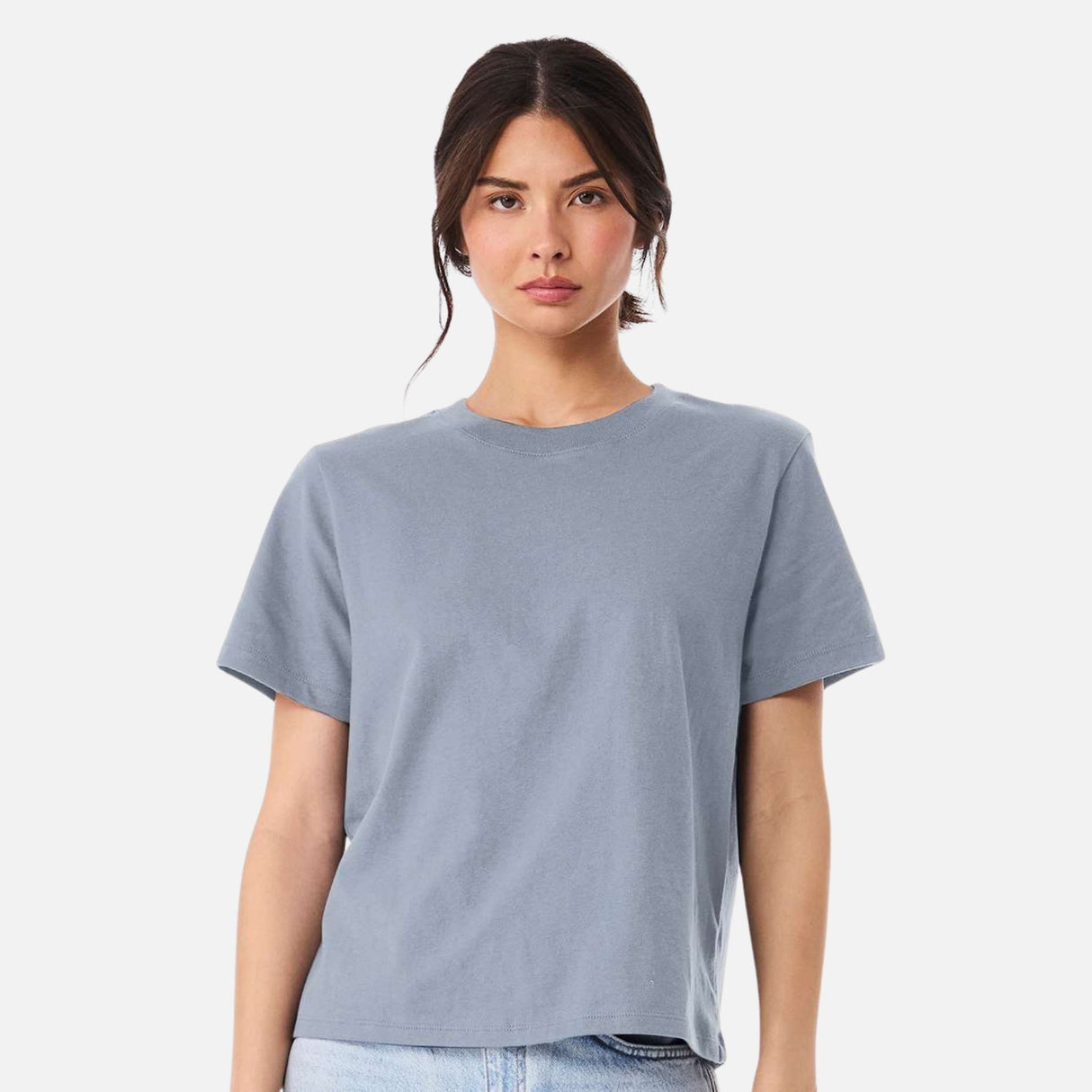 Chandail-manches-courtes-Bella-Canvas-S_S-6110-denin-vintage-devant-mannequin