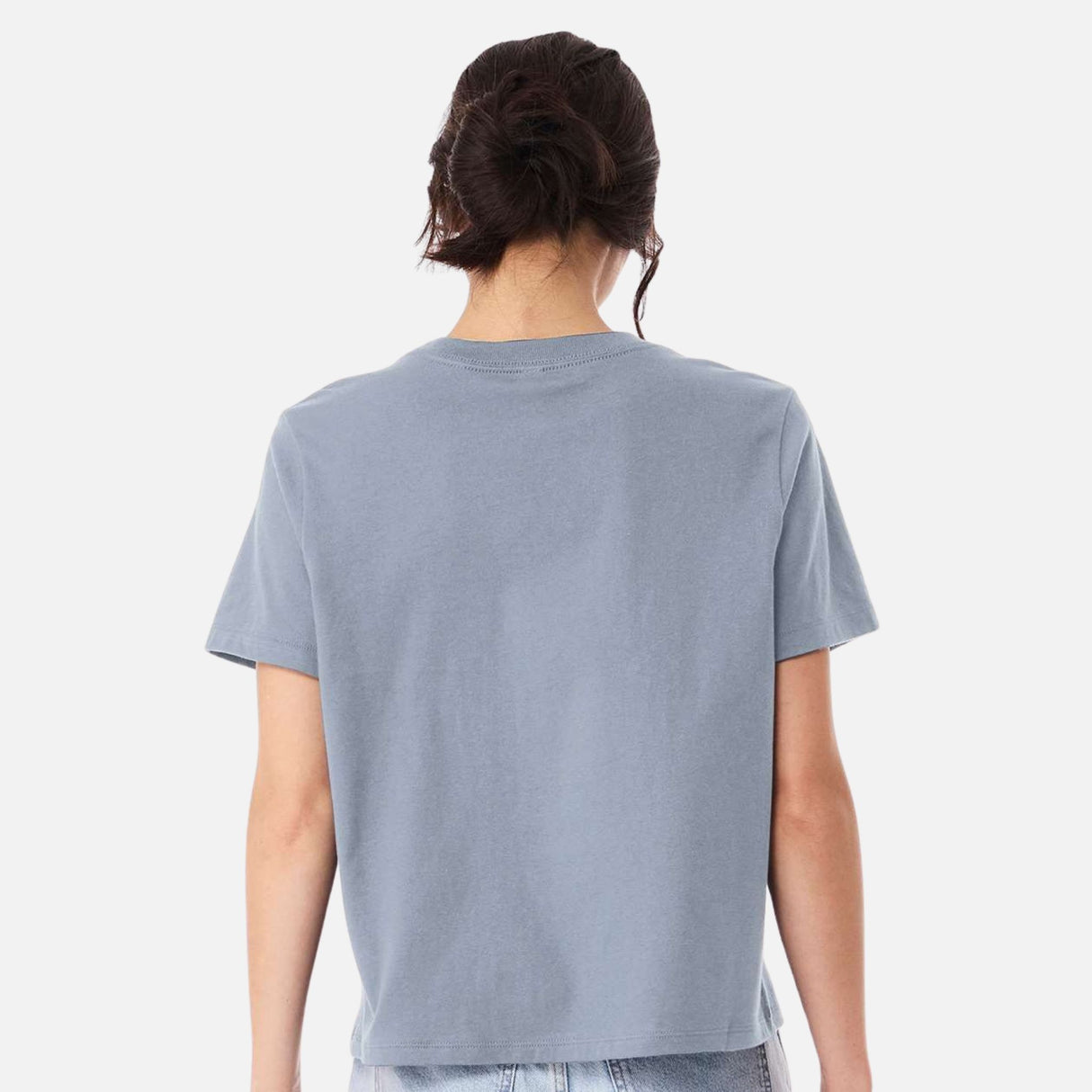 Chandail-manches-courtes-Bella-Canvas-S_S-6110-denin-vintage-derrière-mannequin