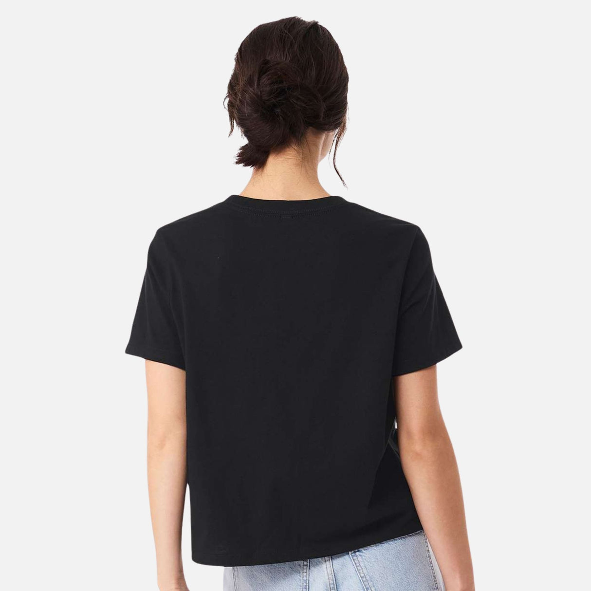 Chandail-manches-courtes-Bella-Canvas-S_S-6110-noir-vintage-derrière-mannequin