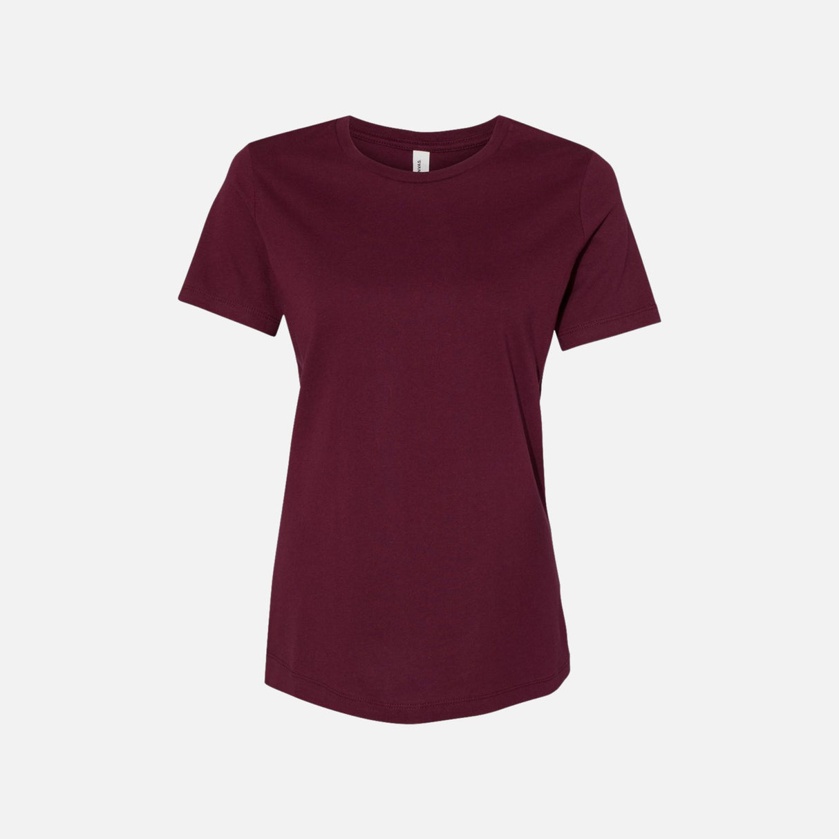 T-shirt à manches courtes Bella + Canvas en bourgogne, tissu doux, coupe classique, idéal pour un style décontracté.