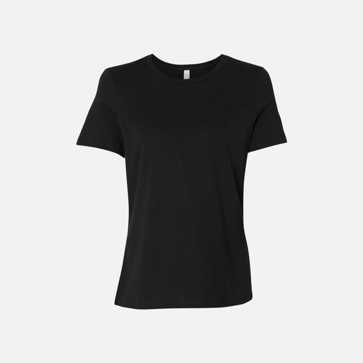 T-shirt à manches courtes Bella + Canvas noir, style classique, en coton doux, pour homme ou femme, porté sur mannequin.