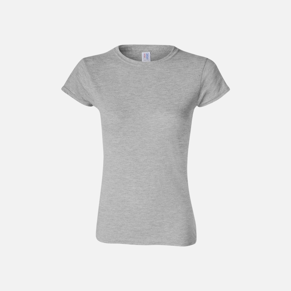 Chandail-manches-courtes-femme-Gildan-64000-gris-sport-devant