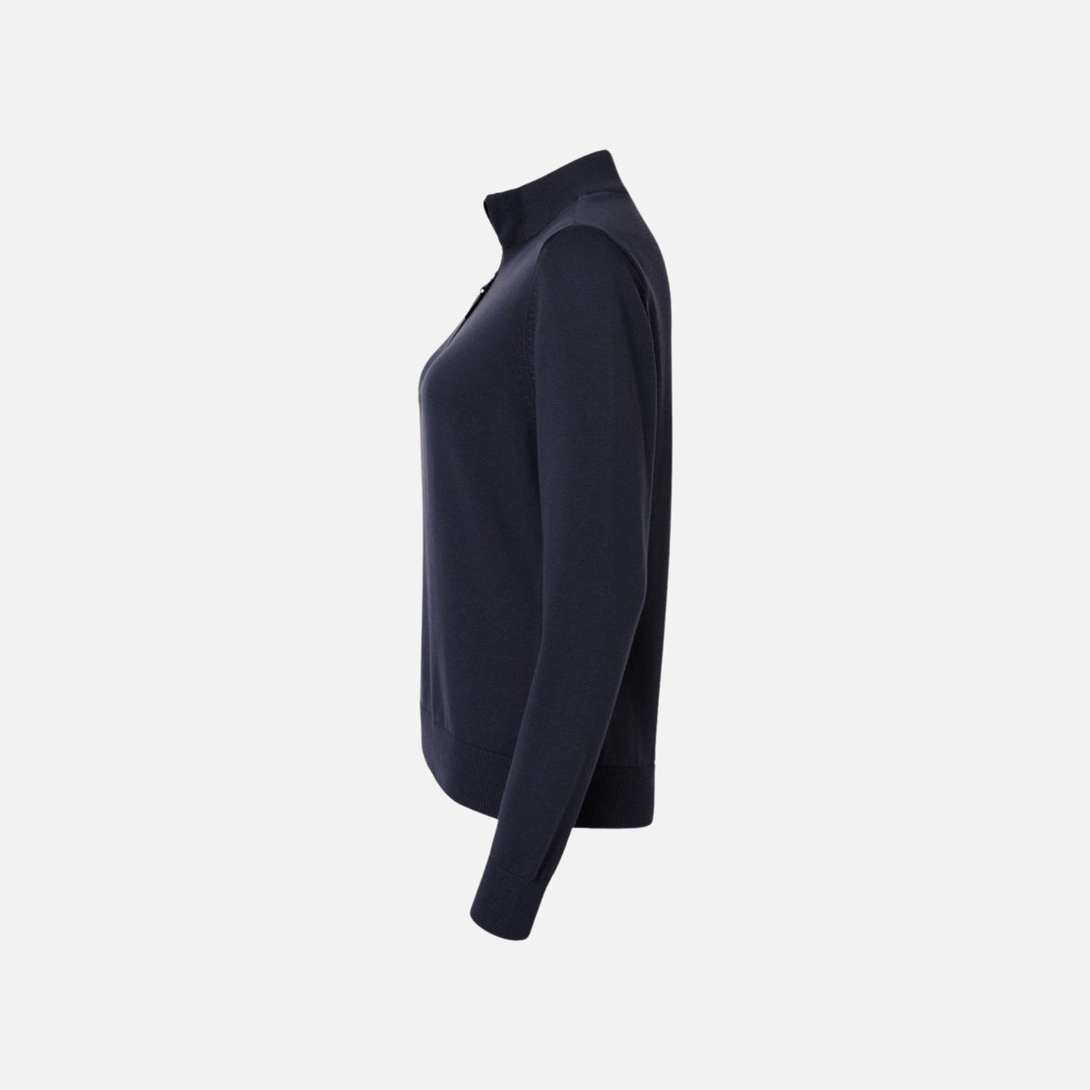 Chandail 1/4 zip pour femme Devon & Jones en marine, vêtement élégant et confortable, style classique et responsable.