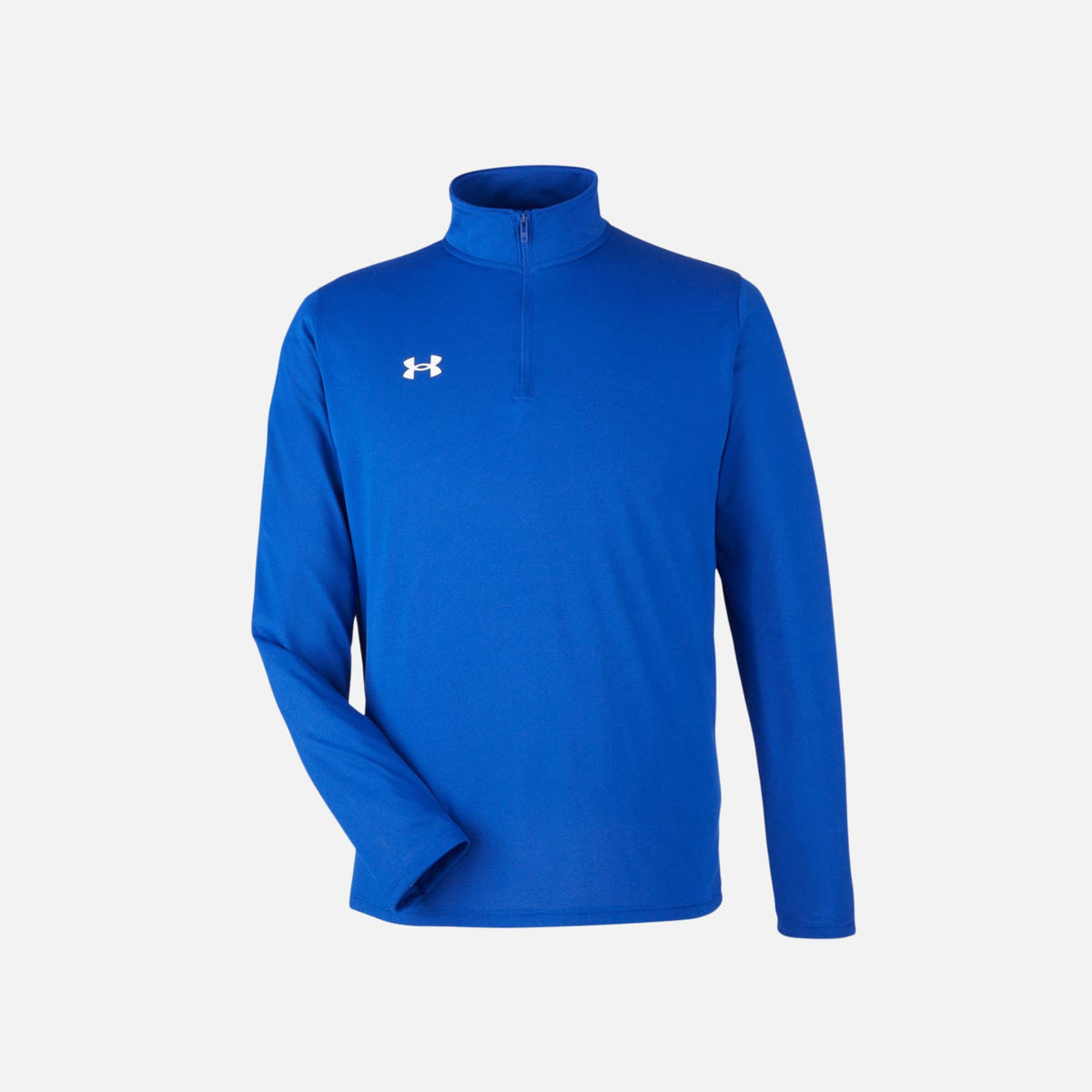 Chandail à manches longues 1/4 zip Under Armour Team Tech en bleu royal, tissu respirant pour athlètes hommes.
