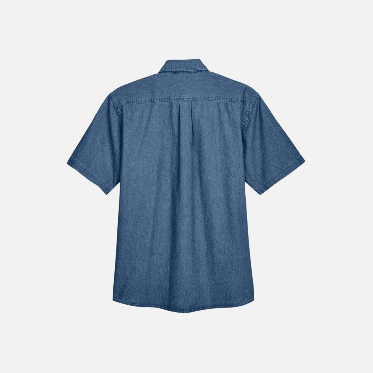 Chemise homme en denim clair à manches courtes de la marque Harriton, style décontracté et élégant pour l'été.