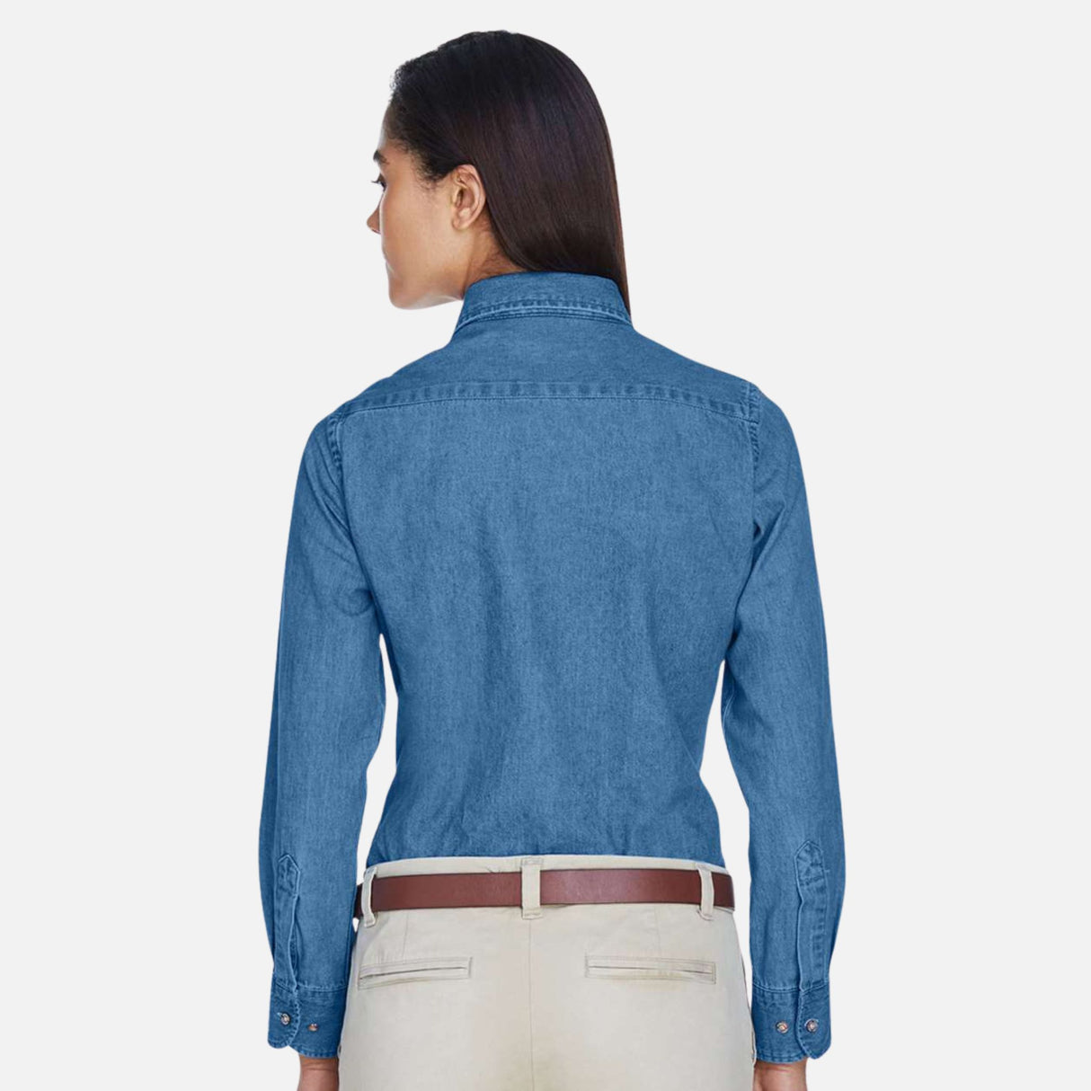 Chemise-ML-Harriton-S_S-M550W-bleu-pale-derrière-mannequin