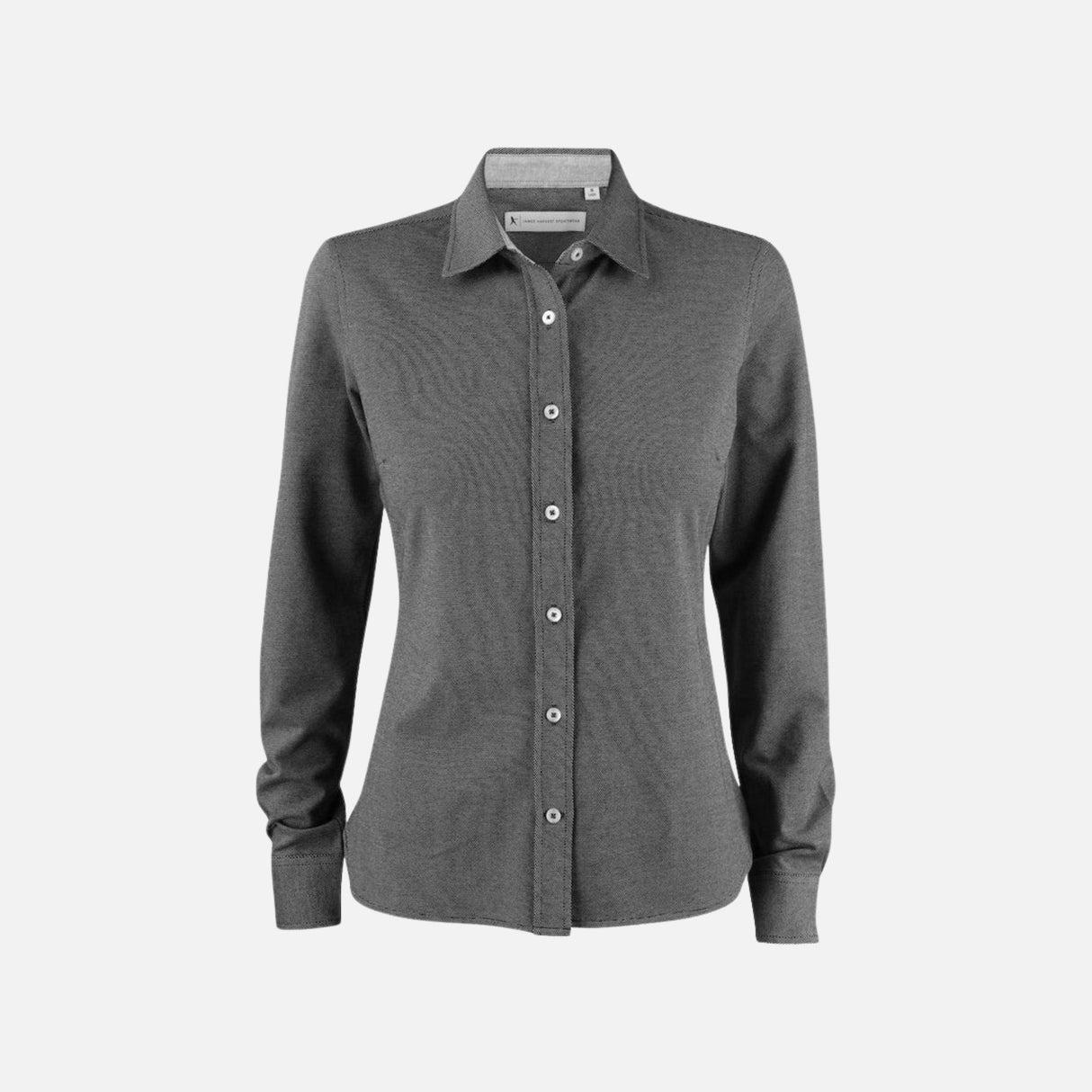 Chemise en denim noir à manches longues pour femme James Harvest, tissu robuste et coupe classique.