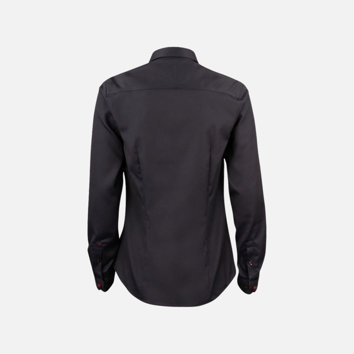 Chemise à manches longues pour femme James Harvest, noire, tissu léger, col classique, ajustée, style élégant et moderne.