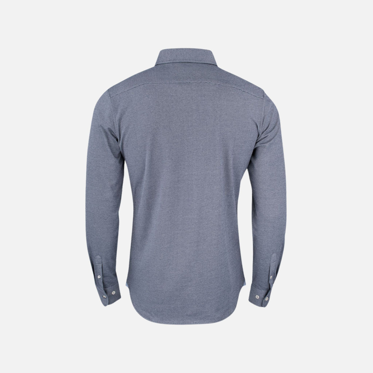 Chemise en denim bleu à manches longues pour homme, marque James Harvest, vue de face sur fond neutre.