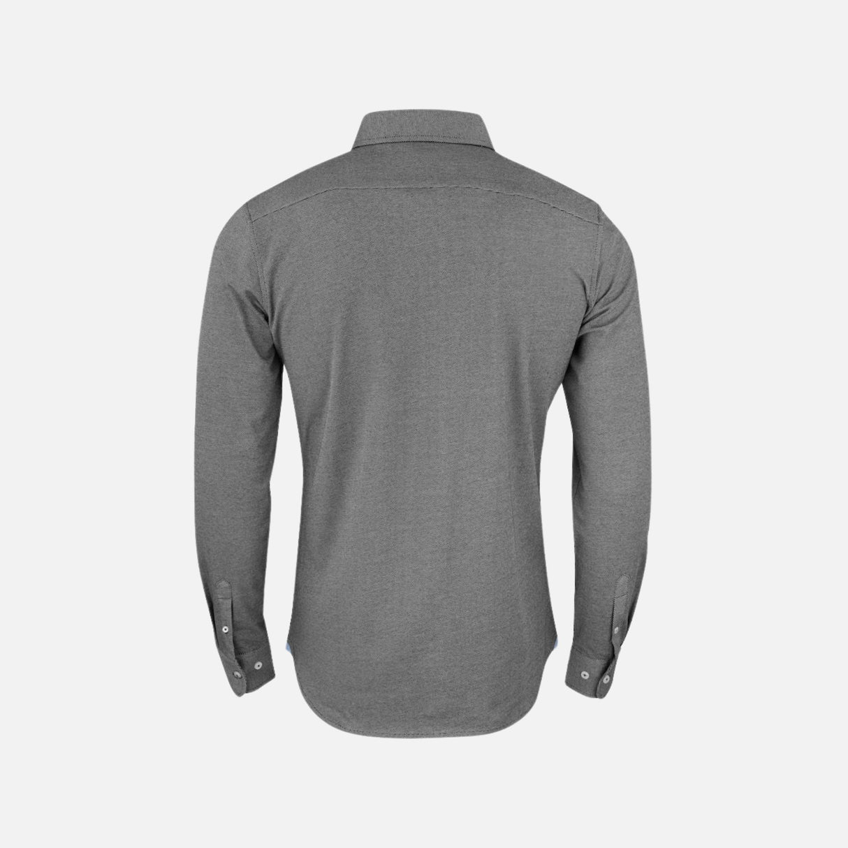 Chemise en denim noire pour homme James Harvest à manches longues, vue de face, détails du tissu et boutons visibles.