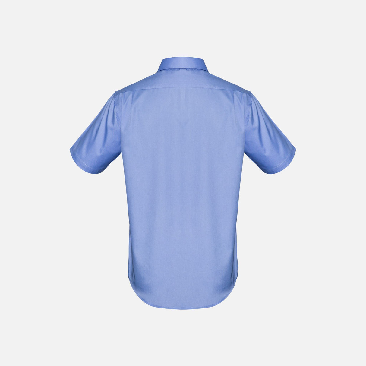 Chemise à manches courtes pour homme Biz, modèle S522MS, en tissu bleu, vue portée sur mannequin.