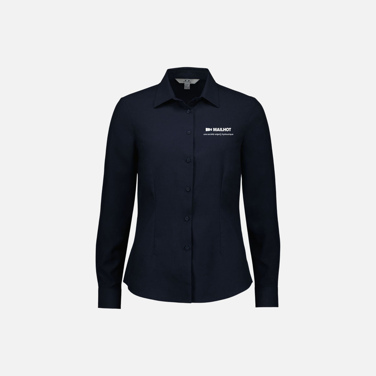 Chemise à manches longues Biz S424LL en tissu marine, vêtement professionnel pour homme, détails visibles sur l'image.