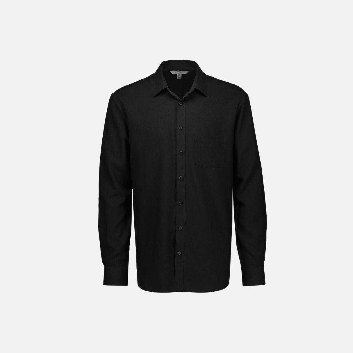 Chemise à manches longues Biz S424ML en tissu charbon, vue de face, vêtement professionnel pour homme.