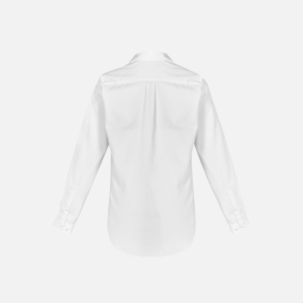 Chemise à manches longues pour femme Biz Memphis, chemise blanche en coton avec col et boutons visibles.