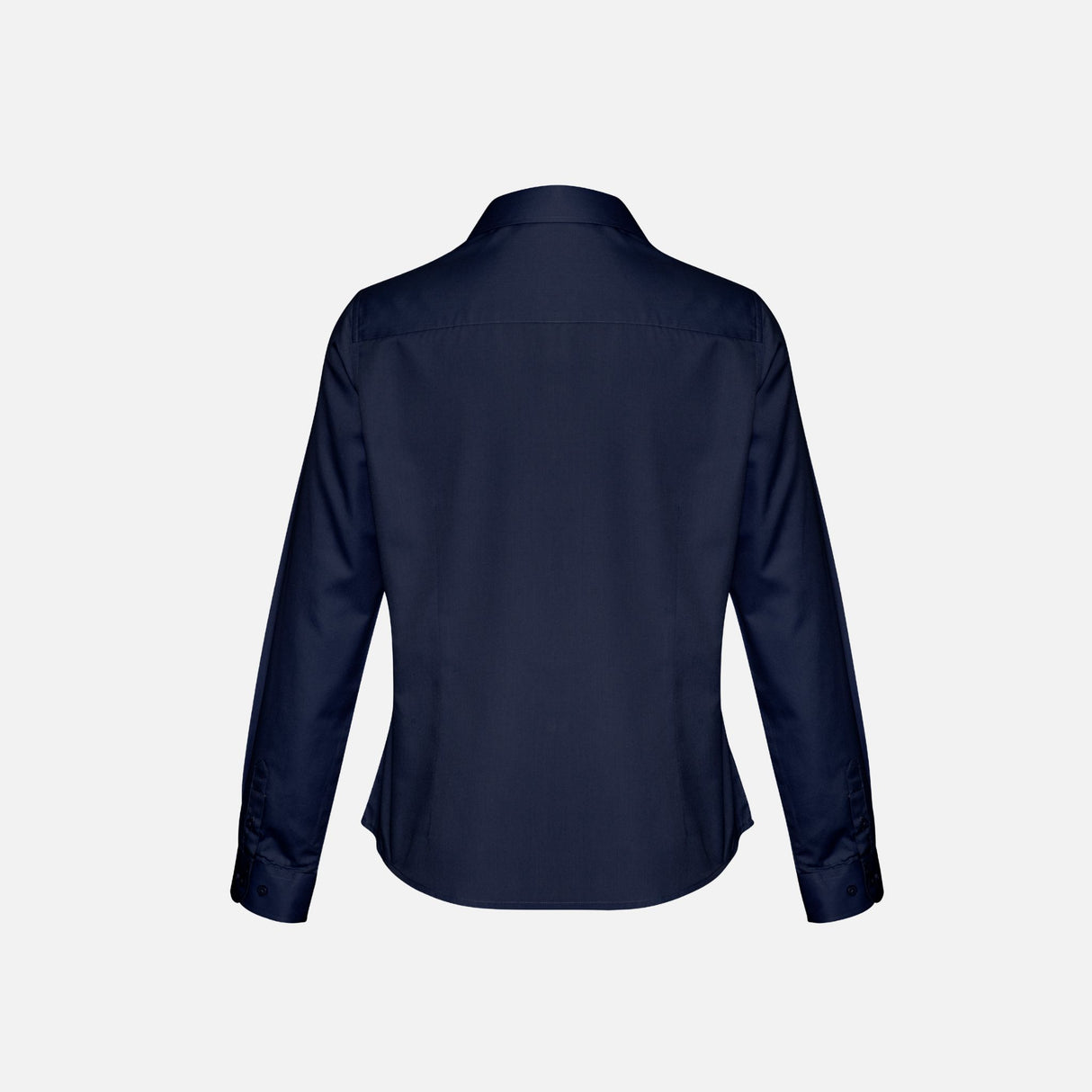 Chemise à manches longues pour femme Biz, modèle S522LL, en tissu marine, portée sur mannequin, détails élégants et coupe classique.
