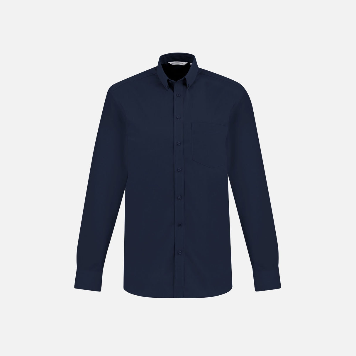 Chemise à manches longues pour homme Biz London en tissu marine, moderne et élégante, portée sur mannequin.