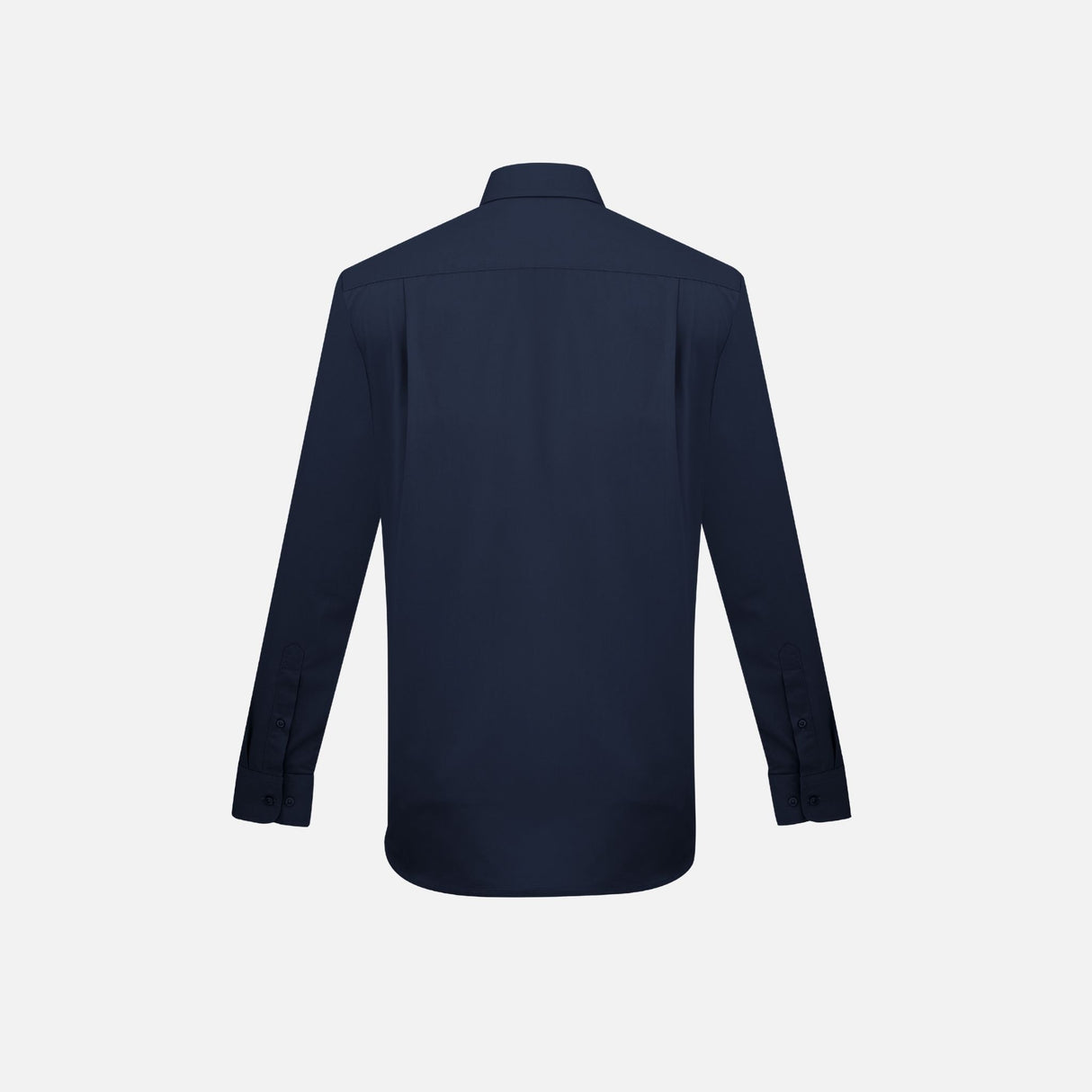 Chemise à manches longues pour homme Biz Londres, tissu marine, coupe classique, détail de col et boutons visibles.