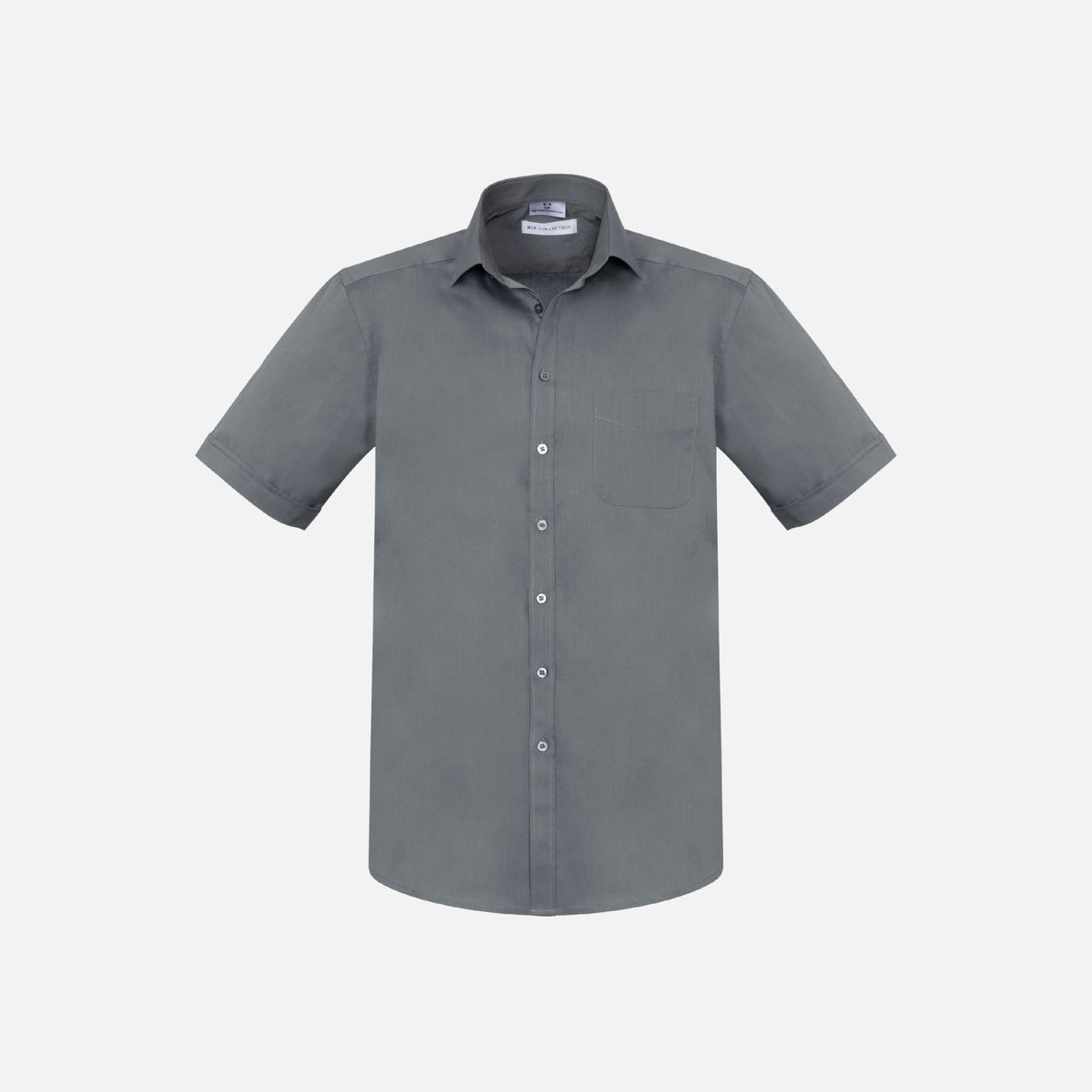 Chemise à manches courtes pour homme Biz Monaco gris, vêtement de chemise en coton avec col classique.