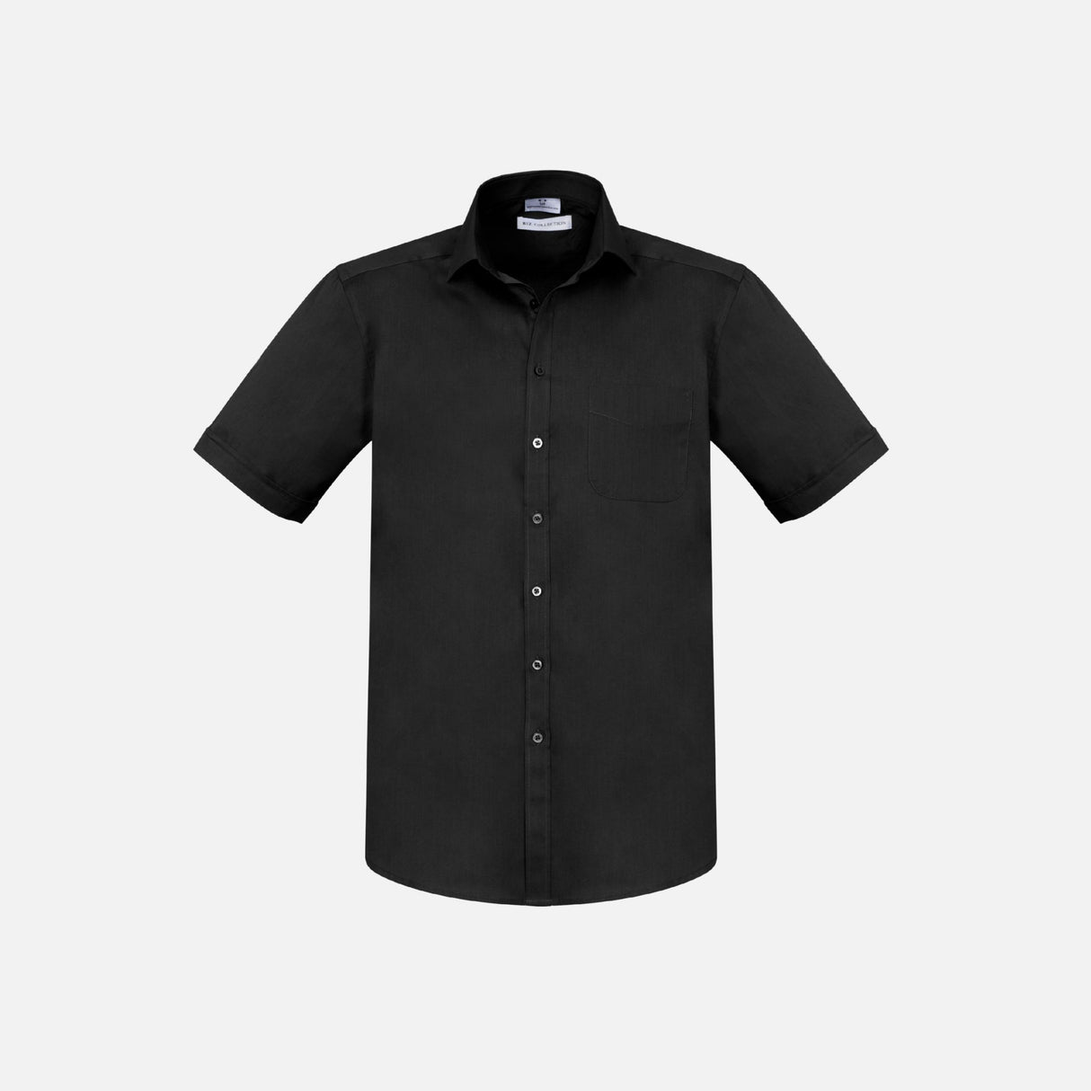 Chemise à manches courtes pour homme Biz Monaco, tissu noir, style élégant et moderne, vue de face.