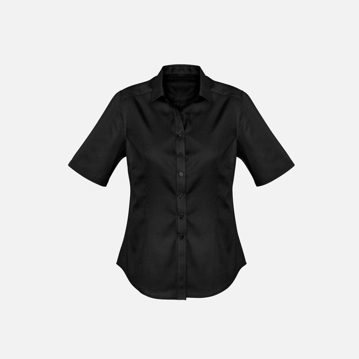 Chemise à manches courtes pour femme Biz, modèle Dalton, en tissu noir, vue de face, style élégant et décontracté.