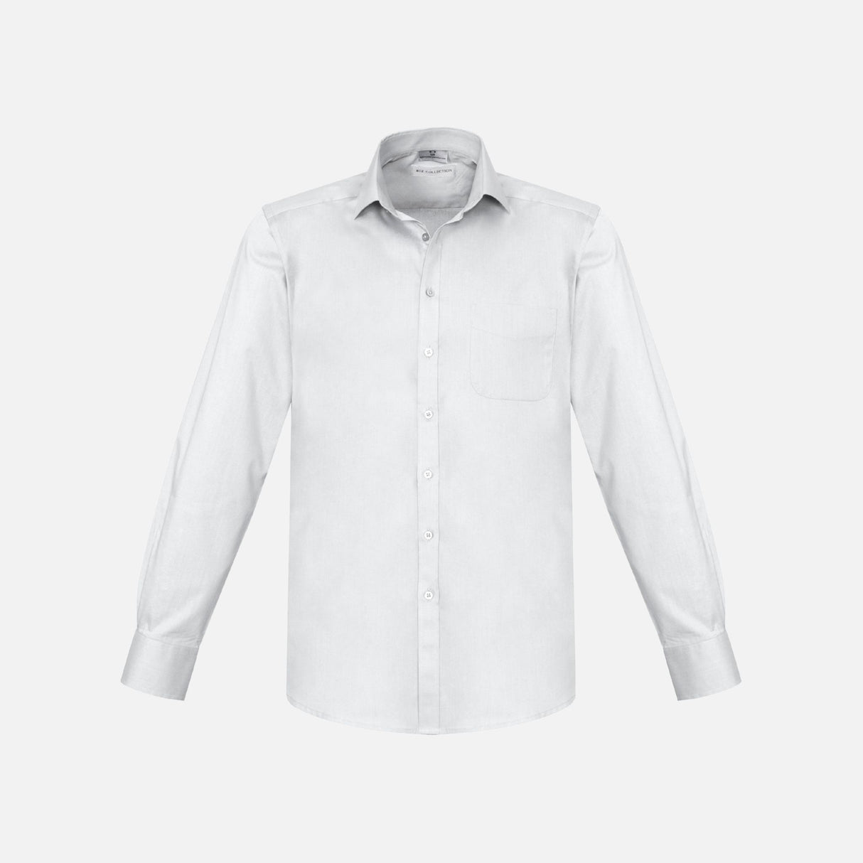 Chemise à manches longues pour homme Biz Monaco blanche, vêtement de chemise en coton avec col classique.