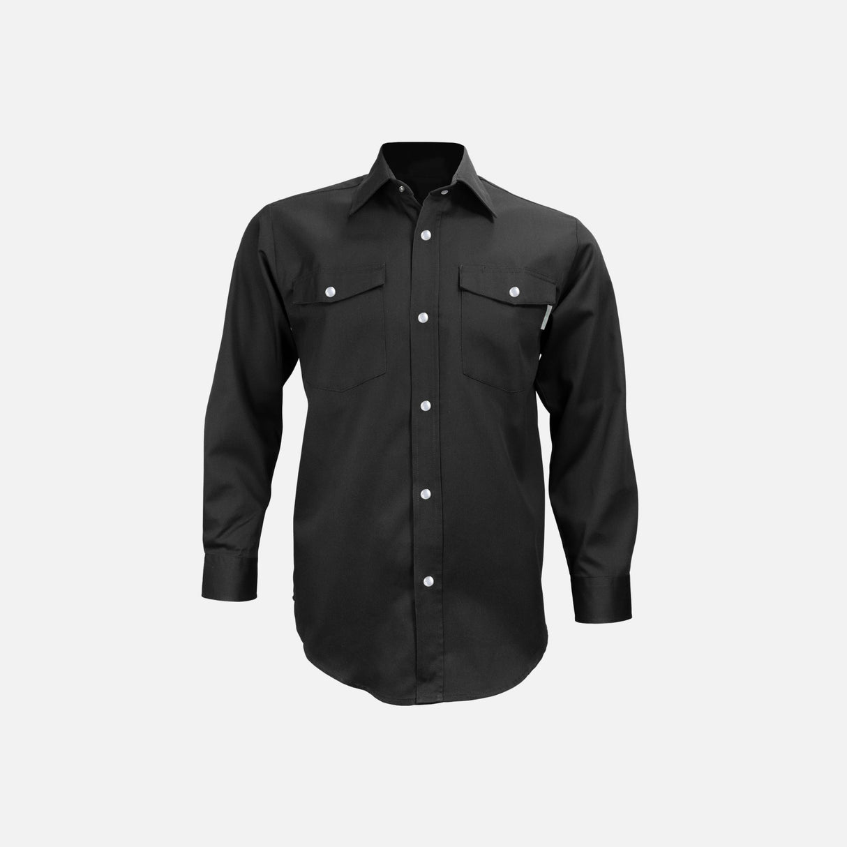 Chemise de travail manches longues Gatts 625S en coton noir, vêtement professionnel pour homme.