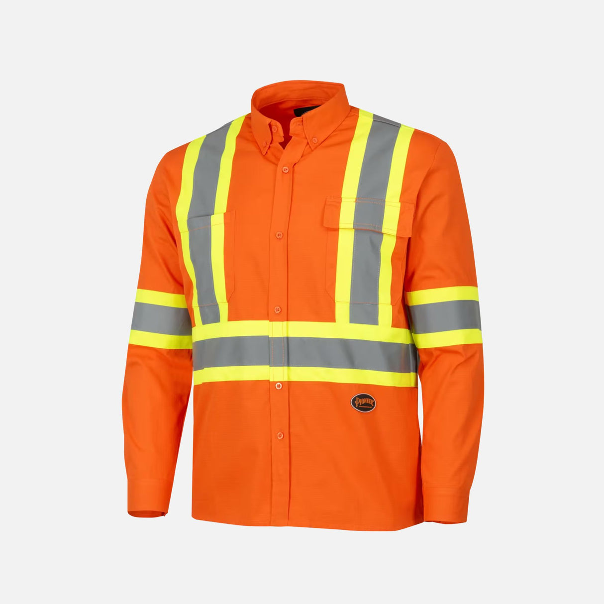 Chemise à manches longues de sécurité Surewerx, couleur orange, avec fonctionnalités pour plus de confort et visibilité accrue.