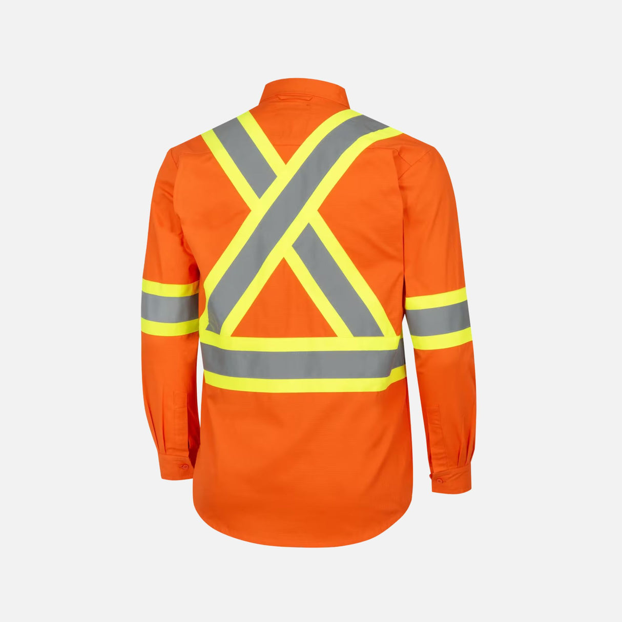 Chemise à manches longues de sécurité Surewerx, couleur orange, conçue pour la visibilité et le confort au travail.