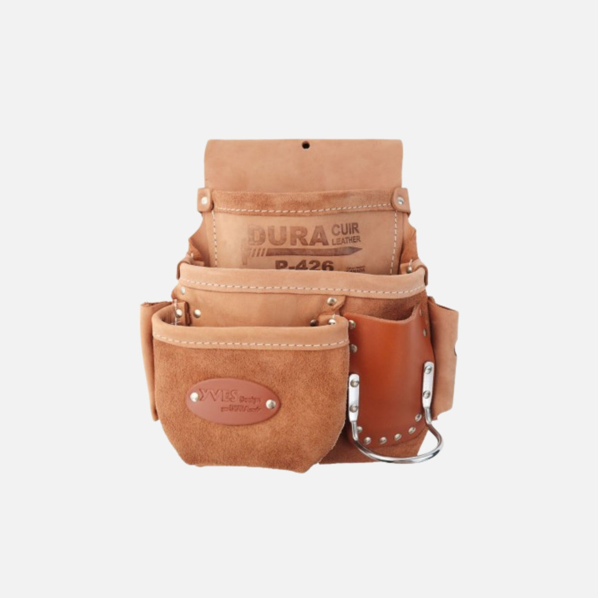 Sac à outils en cuir 3 poches pour gaucher – Robuste et fonctionnel