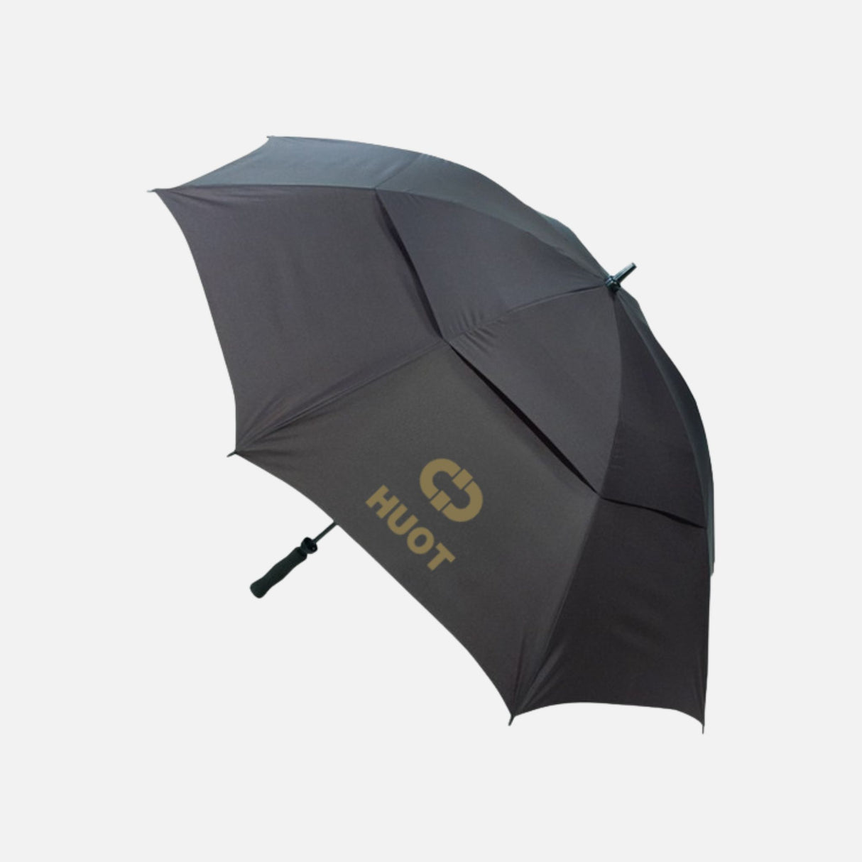 Parapluie de golf noir Busrel Gènes, accessoire pratique pour protéger du soleil et de la pluie lors des parties.