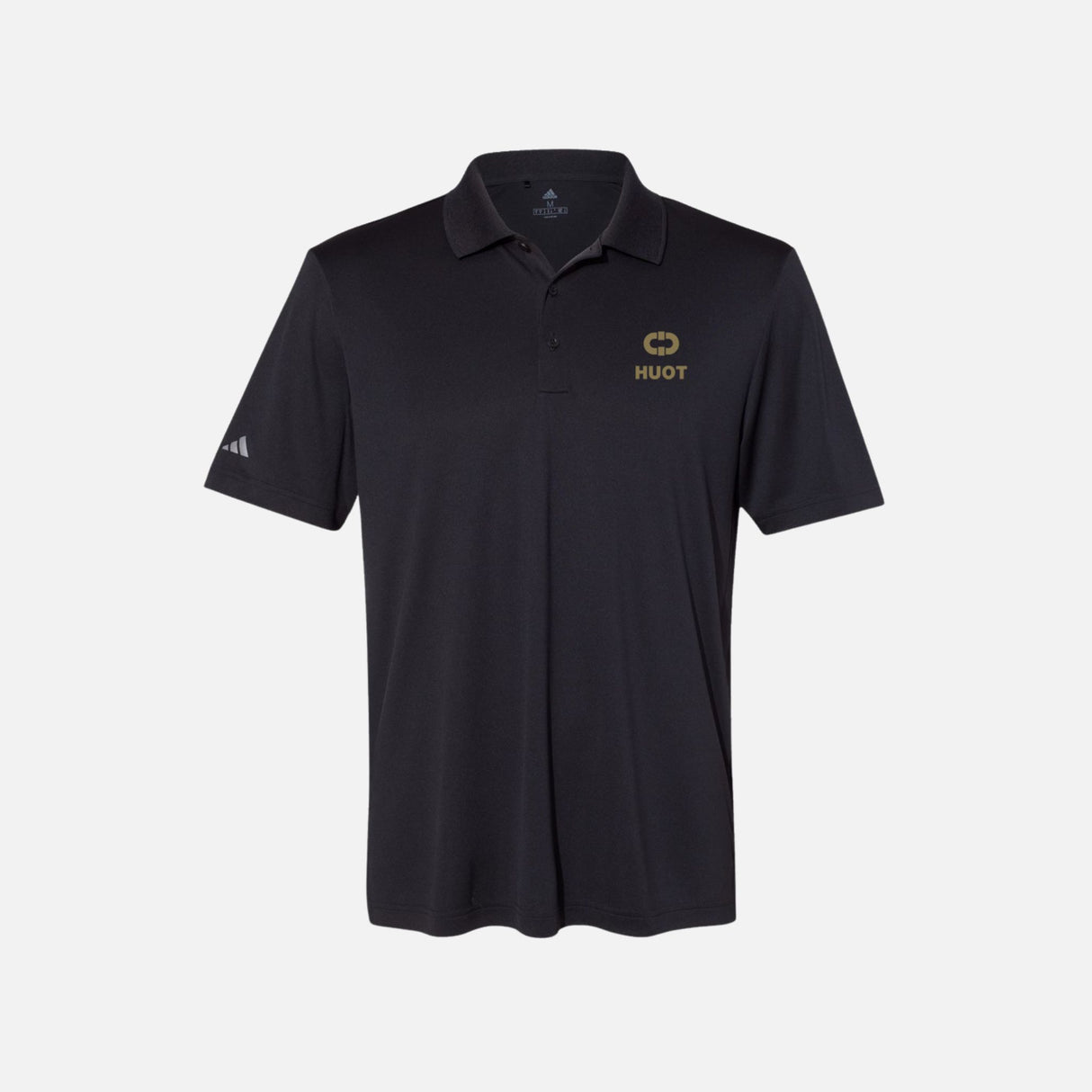 Polo à manches courtes Adidas A230 noir, vêtement pour homme avec col classique et logo Adidas visible.