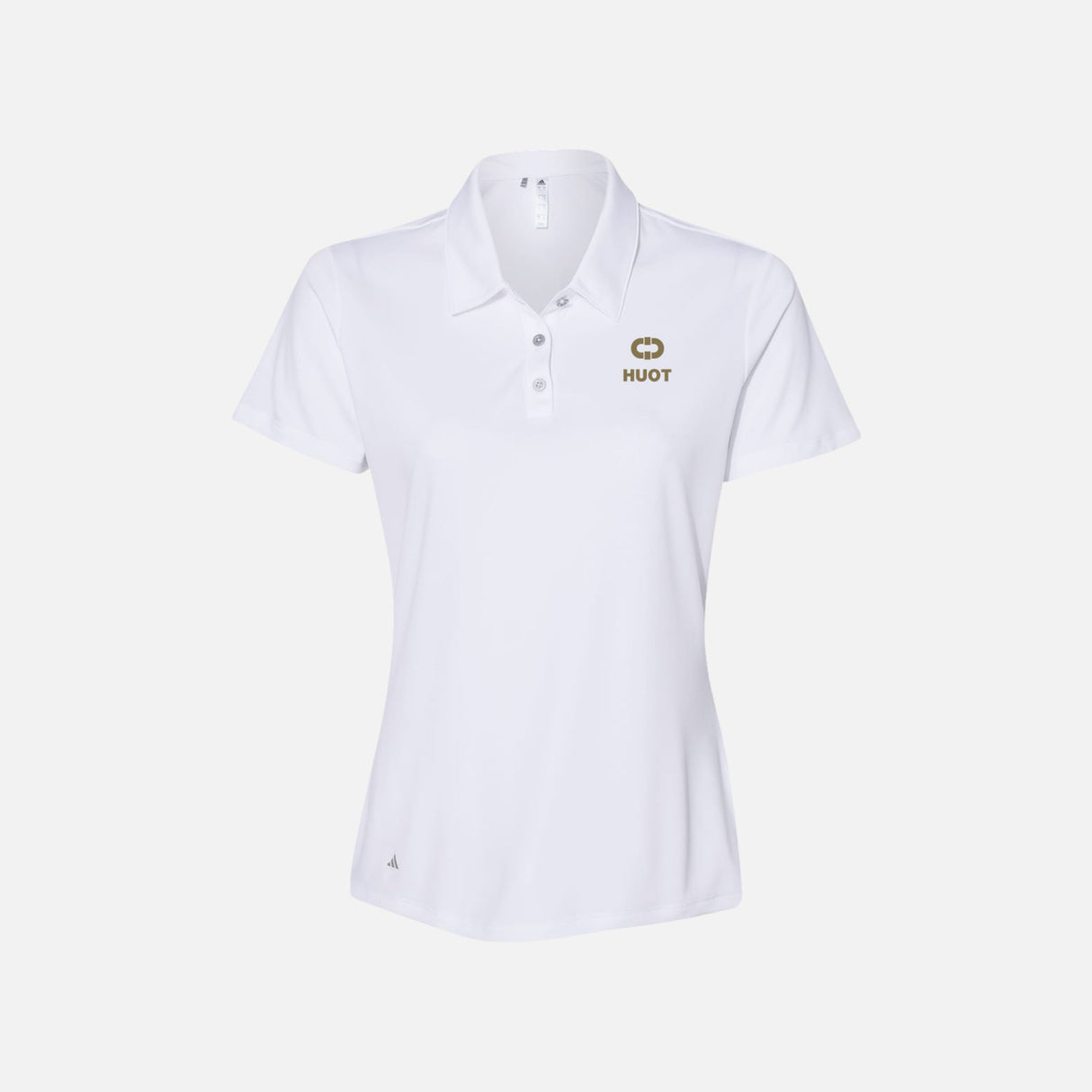 Polo à manches courtes Adidas A231 blanc pour homme, vêtement de style polo avec col et boutonnière.