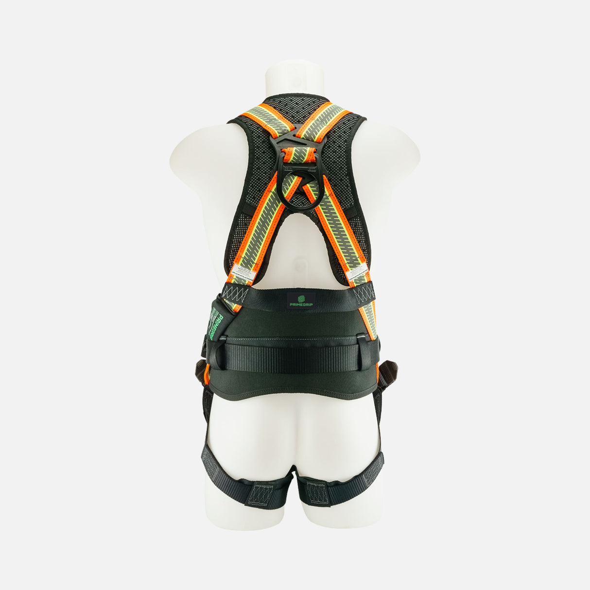 Harnais de soutien haute visibilité Primeline Tools Paladin vu de derrière, accessoire de protection individuelle robuste et confortable.